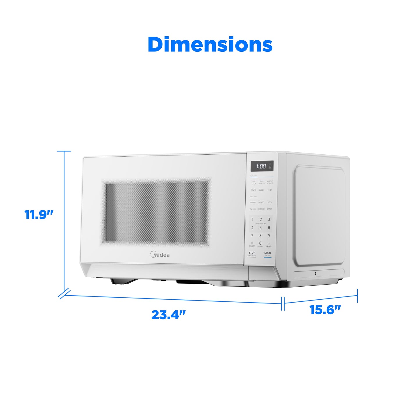 1.1 Cu. Ft. Countertop Microwave Oven, 1000W, Small Microwave for Apartment, Dorm, Kitchen, White
