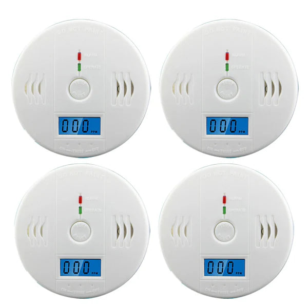 (4 Pack)LCD Display CO Carbon Monoxide Gas Detector Device Home Safety Alarm