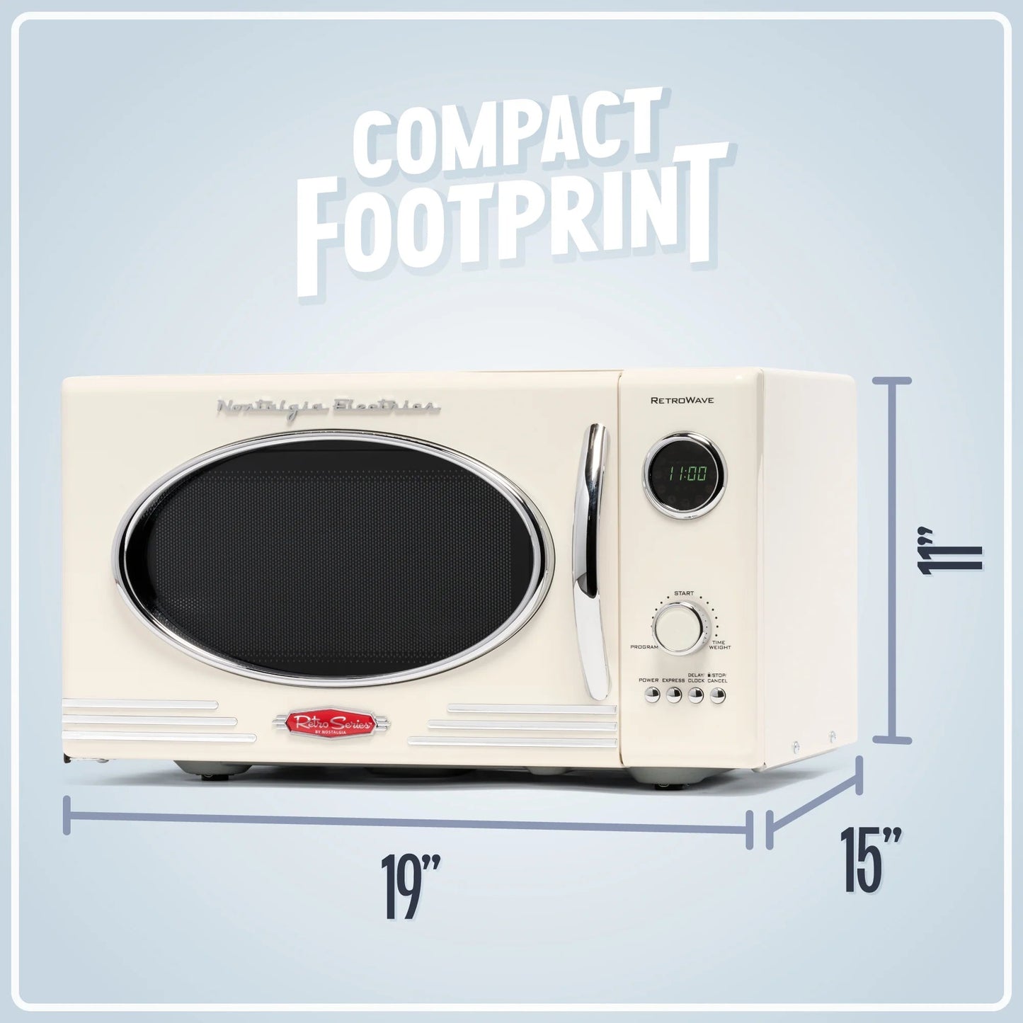 0.9 Cu Ft Retro Microwave Oven, 800W Countertop Microwave Oven with Digital Clock, White