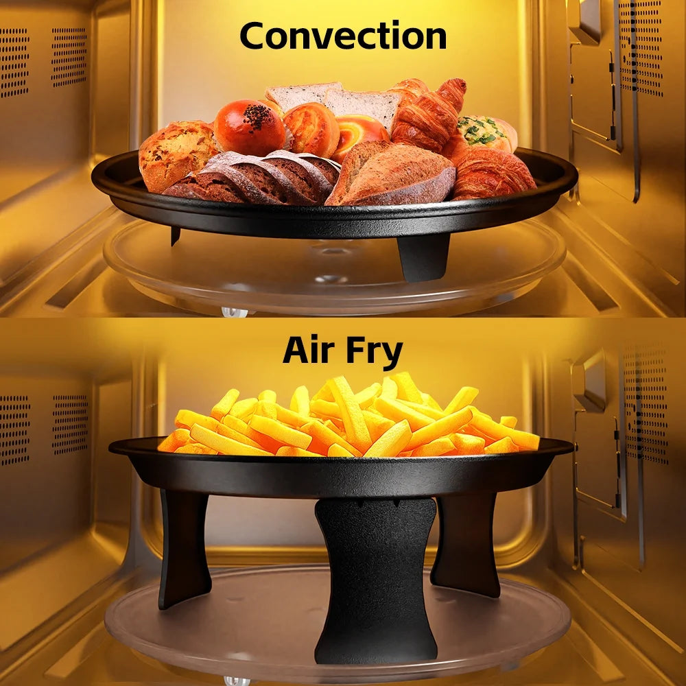 0.9 Cu Ft Air Fry Countertop Microwave, 900 Watts, Stainless Steel, New
