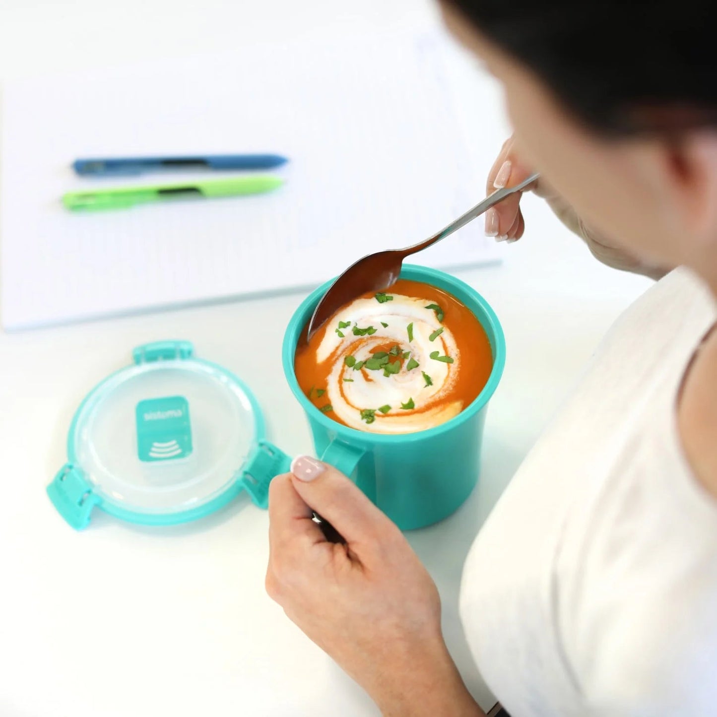 (6 Pack)  Microwave Medium Soup Mug | Microwave Food Container | 656Ml. | Bpa-Free | Minty Teal [21107-8T]
