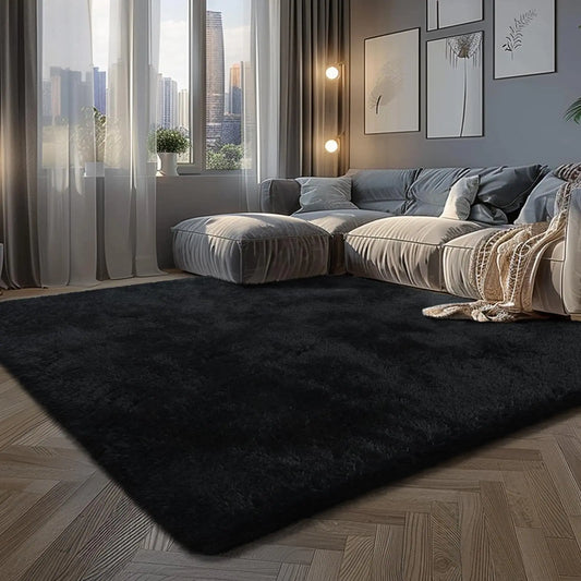 yongyangjuxin Fluffy Rug Shaggy Area Rug Black 8x10 Area Rugs for Bedroom Super